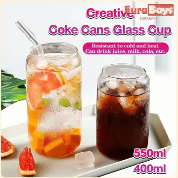 Cola Can Shaped Glass Cup Transparent Glass Tea Coffee Mug Ice Beer Cup  Juice Milk Drinking Cup Mug Bar Cocktail Cup 400ml/550ml