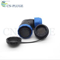 ✇◄ SD28 Series 26-Pin Aviation Waterproof Wire Connector 28mm Rear Nut Socket Plug Right Angle Elbow Cable Connector IP68