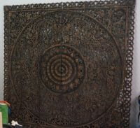 Black Wash Mandala Headboard King Wooden Carved Plaque Square Wooden Panel 6 ft Wood Carving Panel 180 x 180 Cm Wall Art Hanging ไม้แกะสลักไม้ฉลุ 180 x 180 Cm