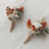 ▥♟ Small Floral Preserved Rose Wedding Corsage Flowers Dried Flower Gypsophila for Bridesmaid Guests Marriage Accessories DIY Craft