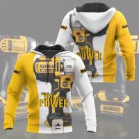 （ALL IN STOCK XZX）  DeWalt 3D All Over Printed Custom Name T-Shirt Sweatshirt Hoodie Bomber 558  (Free customized name logo for private chat, can be changed with or without zipper)