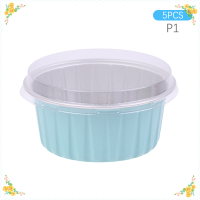 CHUN 5pcs 125ml round aluminium Foil baking CUPS พร้อมฝาปิดเค้กแม่พิมพ์เครื่องมือขนม