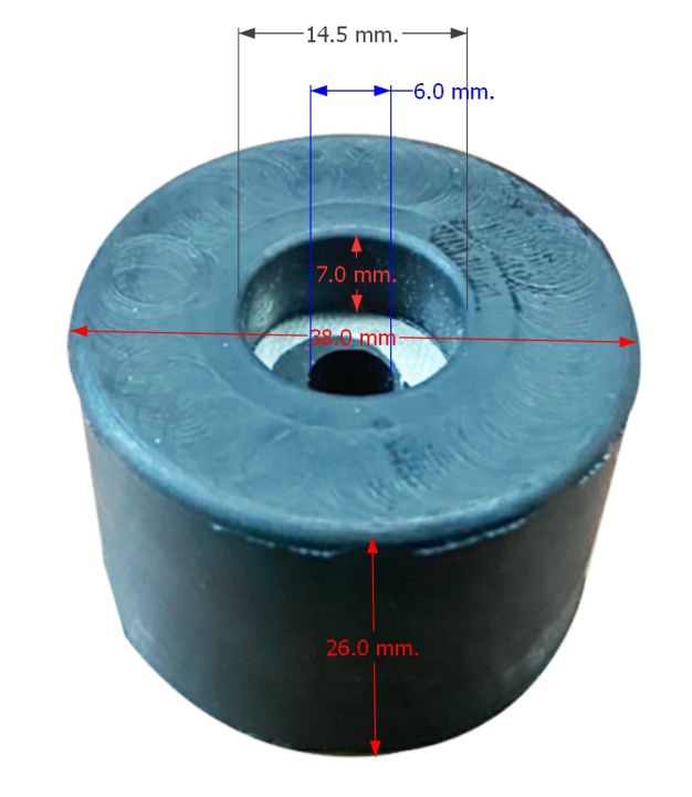 ลูกยาง-ลูกยางแท้-ขนาดกว้าง-38-mm-x-สูง-26-mm-ลูกยางรองกล่อง-ลูกยางกันกระแทก-มีแหวนเหล็กกันยุบ-อุปกรณ์แร็ค-ทำแร็ค-ตู้แร็ค