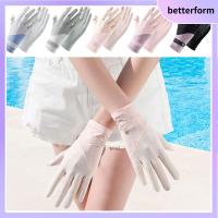 BETTERFORM แฟชั่นสำหรับผู้หญิง ฤดูร้อนฤดูร้อนฤดูร้อน ป้องกันรังสียูวี ถุงมือนวม ถุงมือสำหรับผู้หญิง ถุงมือกันแดดกันหนาว ถุงมือไหมน้ำแข็ง