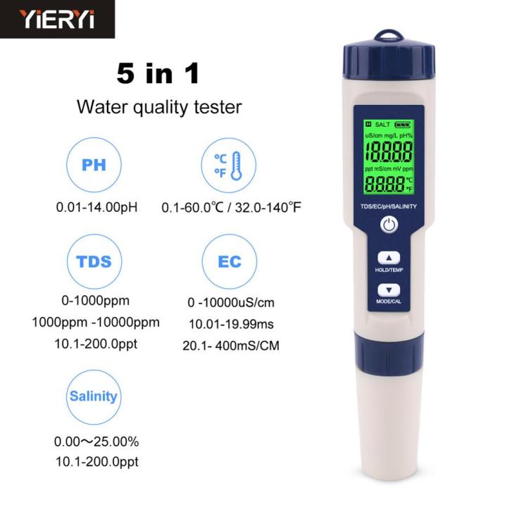 5ใน1-tds-ec-ph-ความเค็ม-เครื่องวัดอุณหภูมิเครื่องทดสอบเครื่องตรวจคุณภาพน้ำแบบดิจิตอลสำหรับสระว่ายน้ำน้ำดื่มพิพิธภัณฑ์สัตว์น้ำ