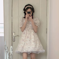 พร้อมส่ง ?? Cute skirt &amp; dress เดรสแขนสั้นลายดอก กระโปรงสั้นสีขาวน่ารักมาก (ขายแยกชิ้น) (38475)