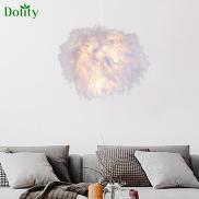 Dolity Feather Lamp Shade Modern for Table Lamp Pendant Light Cover
