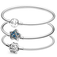 Original Moments Bright Snowflake Stars &amp; Galaxy Clasp Bangle Fit Fashion 925 Sterling Silver celet Bead Charm DIY Jewelry