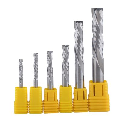 10Pcs 3.175 4 6mm UP DOWN Cut Two Flutes Spiral Carbide Mill Tool Cutters for CNC Router, Compression Wood End Mill Cutter Bits