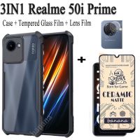 3in 1 Realme 50i Prime กันกระแทกเคสโทรศัพท์สำหรับ Realme 50A Prime C35 C33 C31 C30 C30S C21Y C21เซรามิค Frosted ฟิล์ม + เลนส์กล้องถ่ายรูปฟิล์ม