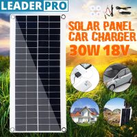 30W 18V Solar Panel Double USB Power Bank Board External Battery Charging Solar Cell Board Crocodile Clips Car charger