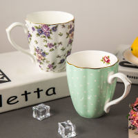 Europe Bone china Mugs Large Capacity 420ml Creative Pastoral Flower Tea Cup Office Milk Coffee Mug Ceramic Home Drinkware
