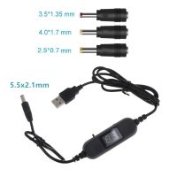 USB 5V to 1.5V 3V 4.5V 6V 9V 12V 2.5mm/3.5mm/4.0mm/5.5mm Adjustable Voltage Cable with LED Dislpay Step Up Down Converter Cord Cables Converters