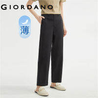 GIORDANO ผู้หญิง ผ้าฝ้ายยืดทอสีทึบเอวสูงบางเก้ากางเกงลำลองเก้าส่วน Free Shipping 05413061