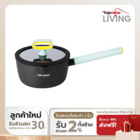 Namiko รุ่น Cate Maker หม้อก้นลึกมีด้ามจับพร้อมฝาแก้วขอบซิลิโคน 18 cm KCA1007 - Grey