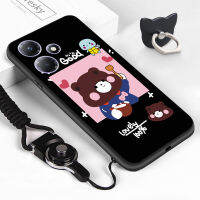 เคสโทรศัพท์สำหรับ Infinix Hot 30 30i 30 Play (แหวนใส่นิ้ว + เชือกเส้นเล็ก) เคสโทรศัพท์ลายหมีน่ารักยีราฟสายรุ้งเคสโทรศัพท์ป้องกัน TPU ซิลิโคนนิ่มกันกระแทกสำหรับเด็กผู้หญิงเด็กผู้ชายเคสด้านหลัง