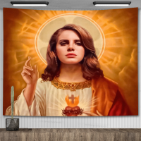 พระเยซู Saint Lana Del Rey Tapestry ภาพจิตรกรรมฝาผนัง Wall Decor Born To Die Art โปสเตอร์ห้องนอนพื้นหลังพรมอุปกรณ์ตกแต่งบ้าน