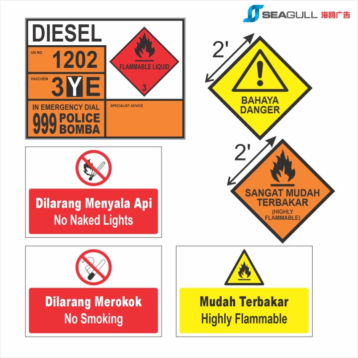 Skid Tank Sticker Mudah Terbakar Highly Flammable Petroleum Diesel Tank ...