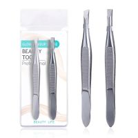 2pcs Portable Eyebrow Tweezer Eyebrow Trimmer Shaper / Stainless Steel Facial Hair Remover Puller / Slanted Tip Makeup Beauty Tools