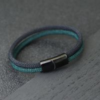 New In Bicolor Rope Men Ukrainian Braclet With Clasp Braslet Homme Pulseras