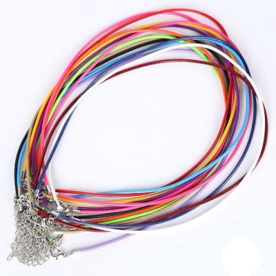 10 Pcs/lot 2MM Diameter Waxed Nylon Cord Leather Adjustable Braided Rope Necklace amp;Bracelets Charms Findings Lobster Clasp String