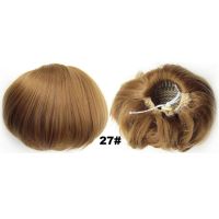 Jeedou Updos ไฟเบอร์อุณหภูมิสูงวิกผมปลอมมวยผมยางรัดโดนัทมวยผมผมสีน้ำตาล85กรัม