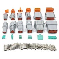 HVJ-Deutsch Dt 2-12 With Solid Pins Waterproof Electrical Wire Connector Plug Kit Dt06/dt04 2/3/4/6/8/12 Pin 22-16awg