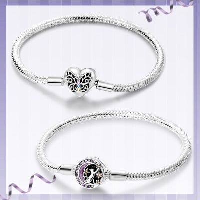 925 Silver Butterfly Charm Bracelets For Women Glitter Zircon Moon Cat Bracelet Angel Wings Original Jewelry DIY Jewelry Making