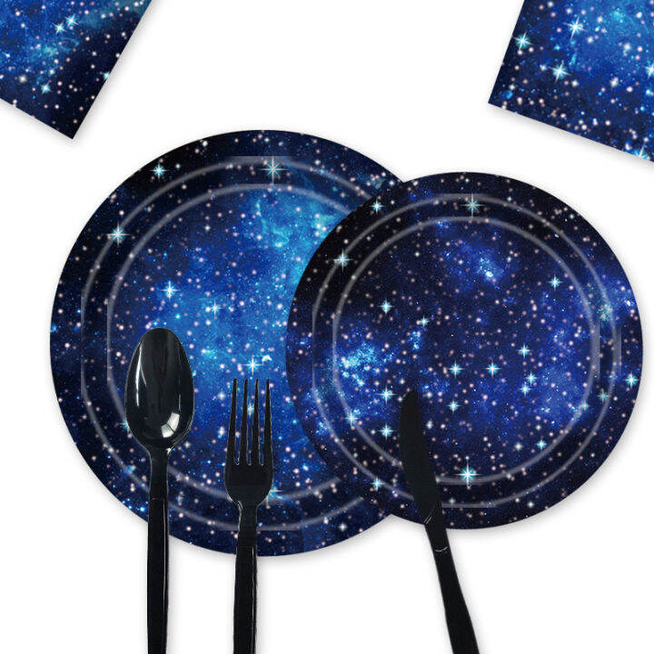 outer-space-theme-party-tableware-ชุด-galaxy-starry-sky-1st-happy-birthday-party-ตกแต่งเด็กผู้ใหญ่-supplies