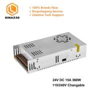 Simax3d ที่จ่ายไฟเครื่องพิมพ์3มิติ Dc 24V 360W แหล่งจ่ายไฟโหมดการสลับควบคุม15a สำหรับ Ender3 Hotend ชุดเครื่องพิมพ์ Cr 10 Pro