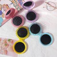 Cute Mini Folding Hair Combs with Mirror Portable for Travel Massage Comb for Women Girls Hair Brushes Styling Accessories 1Pcs