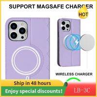 2023แฟชั่นสำหรับ 14 13 12 11 Pro Max Wireless Charger พร้อม Kickstand Anti-Theft Swipe Card Slotting หนังกรณีเคสศัพท์ Freeshiping