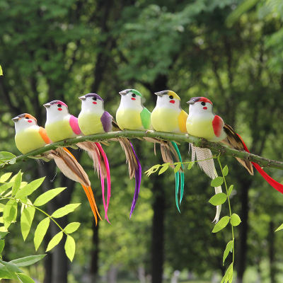 3ชิ้นขนนกประดิษฐ์นกจำลองโฟมสีนกสวนลานต้นไม้สาขาตกแต่งนกปลอมตกแต่งบ้านหัตถกรรม