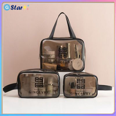 GStar แฟชั่น Ins Tas Kosmetik PVC S กระเป๋าเครื่องสำอางเครื่องสำอางสำหรับเดินทางโปร่งใสสำหรับผู้หญิงกระเป๋าใส่ Tas Kosmetik ซักมือจัดเก็บกระเป๋าท่องเที่ยวอยู๋ขนาดเล็ก/กลาง/ใหญ่