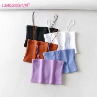 [A LIKE] LUNDUNSHIJIA 2020 NewWomen Sexy Short LavenderCotton Ribbed Tube Tops Vests