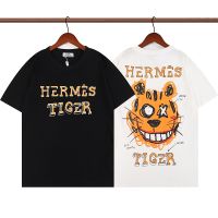 [พร้อมส่ง]  Herm-e-----เสื้อยืดแขนสั้น ผ้าฝ้าย พิมพ์ลายหัวเสือ หรูหรา แฟชั่นคู่รักS-5XL