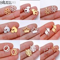 5pcs/lot Mini Dog Paw Pendants for Necklace Bracelet Cute Sun Crown Leaf Piggy Charms for Jewelry Making Stainless Steel Charm