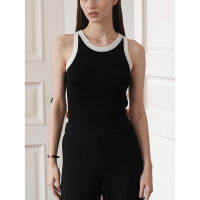 Spot New SiyuanS Contrasting Color Litto Big U -Collar Casual Shoulder Strap Sports Versatile Knitted Vest Female Top