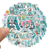 Skinye [คลังสินค้าพร้อม] Kawayi น่ารัก65ชิ้นการ์ตูน Hatsune Miku สติ๊กเกอร์กราฟฟิตีกีตาร์ของเล่นสติกเกอร์ติดแล็ปท็อปคอมพิวเตอร์