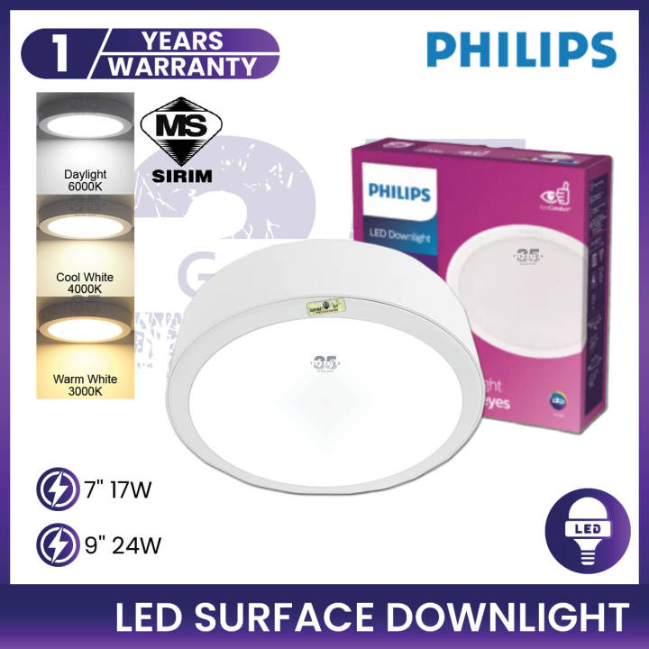 PHILIPS Meson LED Surface Downlight 59472 59474 7Inch 9Inch 24W LED Surface Philips Surface Siling | Lazada