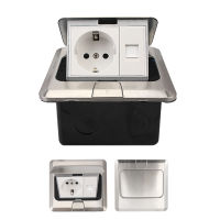 Aluminum Alloy Box USB RJ45 Internet Outlet 250V 16A Pop-Up Floor Socket Waterproof 2 Way Power Outlet Europe Standard Socket