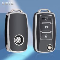 TPU Car Flip Key Case Cover Shell For Volkswagen VW Polo Golf Passat Tiguan Beetle Caddy T5 Up Eos Skoda Octavia Seat Leon Altea Key Chains