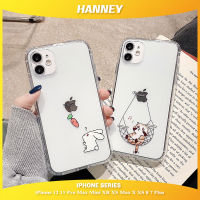 HANNEYสำหรับiPhone 14 13 12 11 Mini Pro Max XR XS Max XS X 8 7 Plusการ์ตูนน่ารักน่ารักกระต่ายแมวสัตว์เครื่องพิมพ์สไตล์เกาหลีกันกระแทกนุ่มTPUซิลิโคนปกหลังCPH-01