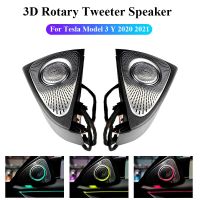 3D Rotation Glow Tweeter Speaker with 64 Colors Led Ambient Lights for Tesla Model 3 Y 2020 2021 Car Accessories