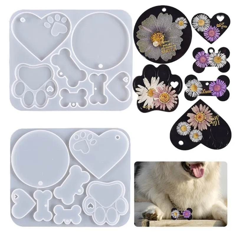 Heart with paw Keychain Mold Silicone Resin Mould DIY Handmade