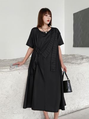 XITAO Dress Irregular Folds Loose Casual Women Dress
