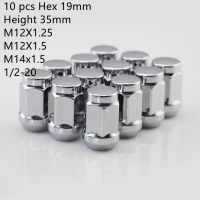 Wheel Nuts 19mm hex  length 35mm  Lug Nuts  M14x1.5 M12x1.5 M12x1.25  m14x2  1/2-20 Chrome Closed End Lug Nuts 10 Pieces Nails  Screws Fasteners