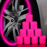 Luminous Tire Valve Cap Car Motorcycle Bike Wheel Hub Glowing Valve Cover Pink Tire Decoration Auto Styling Tyre Accessories Wheel Covers