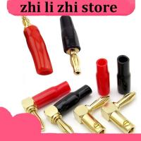 zhilizhi Store 2Pcs Gold Plated Copper 4Mm Banana Plug Connector Solder-Free Screw Banana Plugs 4Mm Audio Speaker Adapter Red Black