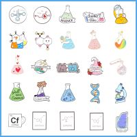 【DT】hot！ Chemistry Beaker Equation Metal Enamel Brooch Cartoon Microscope Test Tube Bottle Badge Pin Jewelry